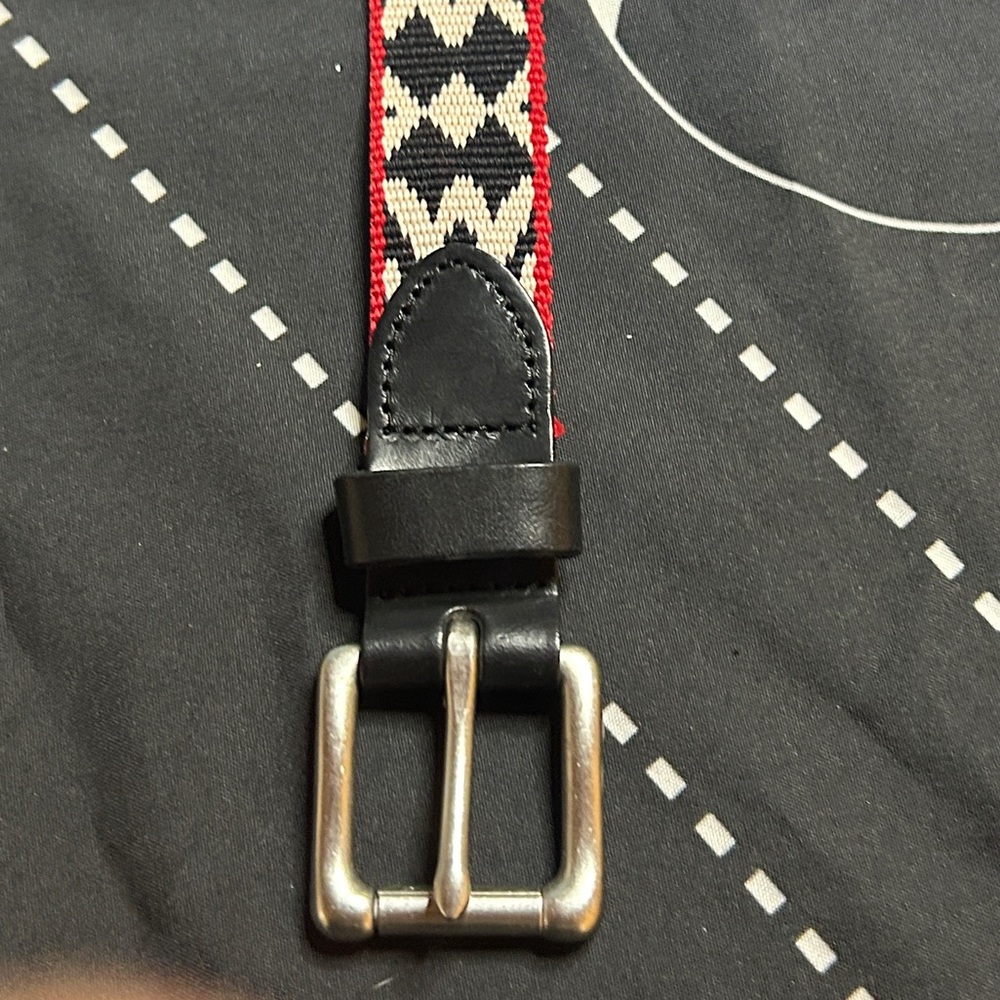 J.Crew Southwestern Woven Belt Black Red Geometric Navajo Tribal Pattern Small - Picture 6 of 9
